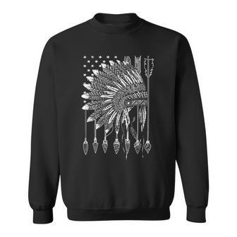 Indian Pride Headdress Usa Flag Patriotic Native American Sweatshirt | Mazezy