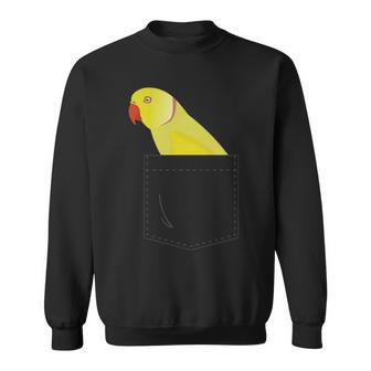 Indian Ringneck Parakeet Yellow Parrot Fake Pocket Sweatshirt | Mazezy