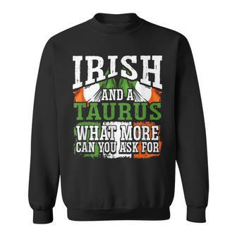 Irish And A Taurus Flag Zodiac Facts Birthday Sweatshirt | Mazezy