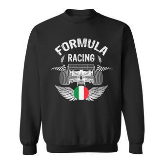 Italian Auto Race Italy Flag Formula Racing Car Blueprint Sweatshirt | Mazezy