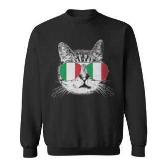 Italian Italy Flag Country Roots Cat Lover Pride Gift Family Sweatshirt | Mazezy