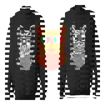 Italy Flag Italian Cat Sunglasses Funny Cat Lover Sweatshirt | Mazezy