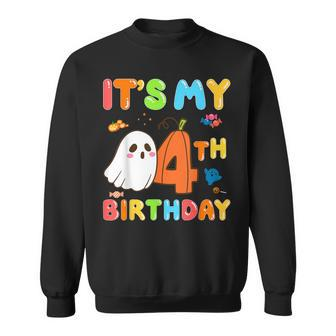 It's My 4Th Birthday 4 Years Old Ghost Pumpkin Halloween Sweatshirt | Mazezy