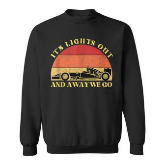 Its Lights Out And Away We Go Retro Sunset Formula Racing Sweatshirt - Seseable