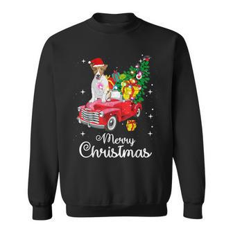 Jack Russell Terrier Ride Red Truck Christmas Pajama Sweatshirt | Mazezy