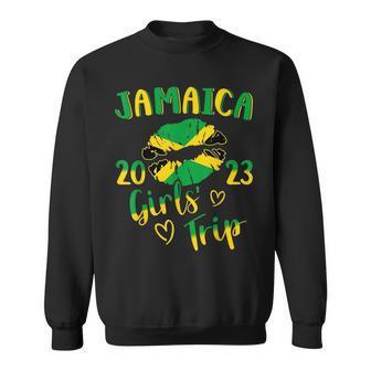 Jamaica 2023 Girls Trip With Jamaican Flag And Kiss Lips Sweatshirt - Seseable