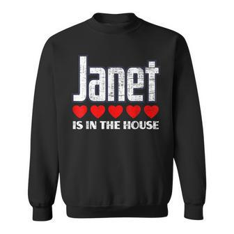 Janet Is In The House Retro Hearts First Name Love Janet Sweatshirt | Mazezy