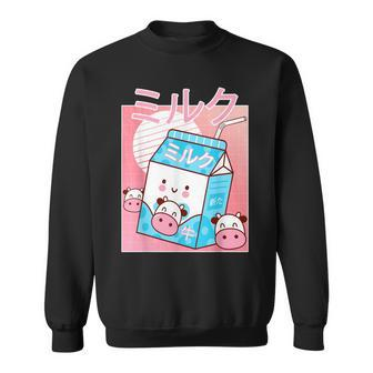 Japanese Kawaii Cow Milk Shake Carton Funny Retro 90S Sweatshirt | Mazezy
