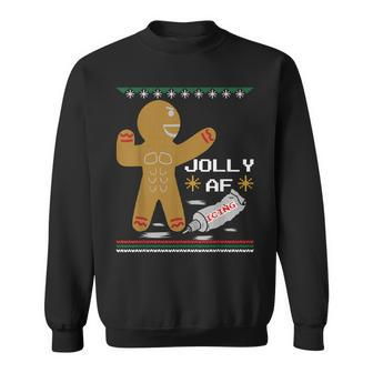 Jolly Af Gingerbread Man Gym Ugly Christmas Sweater Sweatshirt - Monsterry