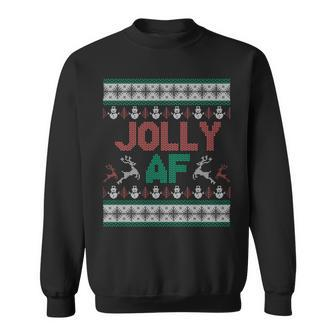 Jolly Af Ugly Christmas Sweater Styled Christmas Sweatshirt - Monsterry
