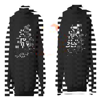 Is This Jolly Enough Black Cat Merry Christmas Tree Lights Sweatshirt - Thegiftio