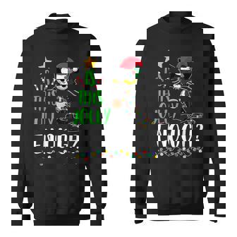 Is This Jolly Enough Black Cat Merry Christmas Tree Lights Sweatshirt - Thegiftio