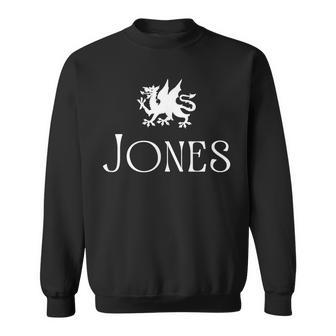 Jones Surname Welsh Family Name Wales Heraldic Dragon Sweatshirt | Mazezy CA