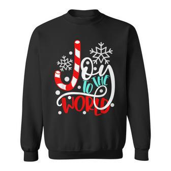 Joy To The World Candy Cane Christmas Sweatshirt - Seseable