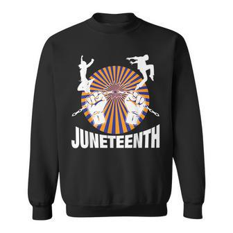 Junenth Fist Chain Black African American Flag Pride Sweatshirt | Mazezy