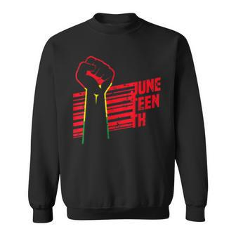 Junenth Fist Up Black African American Flag Pride Sweatshirt | Mazezy