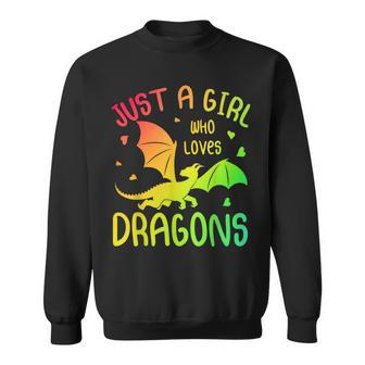 Just A Girl Who Loves Dragons Dragon Lovers Girls Gift Sweatshirt | Mazezy