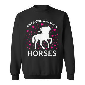 Just A Girl Who Loves Horses Cowgirl Horse Girl Riding Gift Sweatshirt | Mazezy
