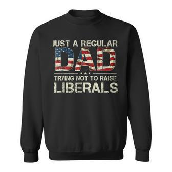 Just A Regular Dad Trying Not To Raise Liberals Us Flag Sweatshirt - Seseable