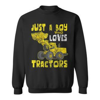 Just A Boy Who Loves Tractors Construction Kid Birthday Sweatshirt | Mazezy