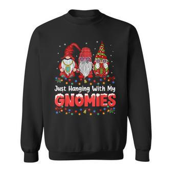 Just Hanging With My Gnomies Pajama Cute Gnome Christmas Sweatshirt | Seseable UK