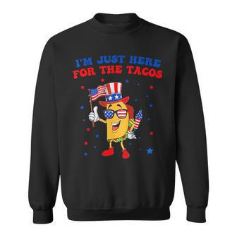Just Here For The Tacos Sunglasses American Flag 4Th Of July Tacos Funny Gifts Sweatshirt | Mazezy