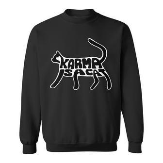 Karma Typogram Is Cat Silhouette Tail Paw Cute Pet Lover Fun Sweatshirt - Thegiftio UK