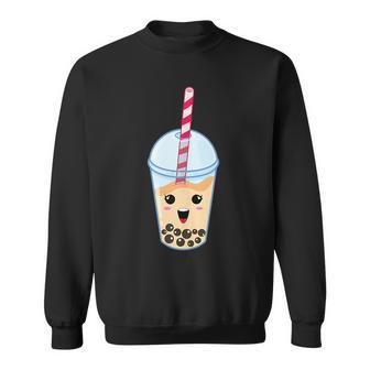 Kawaii Boba Milk Tea | Cute Peach Bubble Tea Lover Gift Sweatshirt | Mazezy