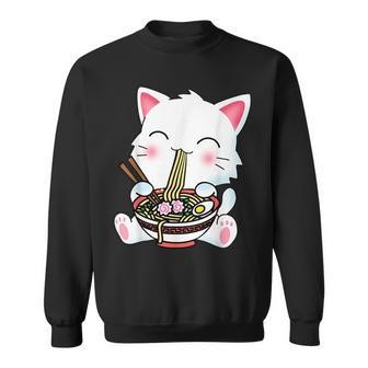 Kawaii Cute Anime Cat Ramen Noodles Japanese Neko Kitten Sweatshirt | Mazezy