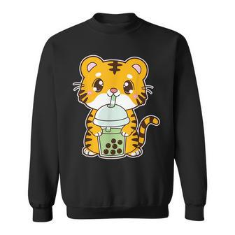 Kawaii Cute Zodiac Boba Tiger Matcha Green Bubble Milk Tea Sweatshirt | Mazezy