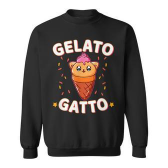 Kawaii Ice Cream Cat Cute Italian Gelato Gatto Sprinkles Sweatshirt | Mazezy