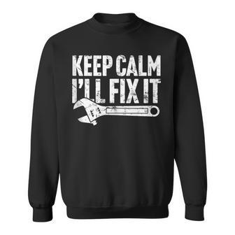Keep Calm Ill Fix It Car Mechanic & Blue Color Laborer Mechanic Funny Gifts Funny Gifts Sweatshirt | Mazezy