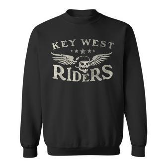 Key West Riders Motorcycle Skull Wings Sweatshirt | Mazezy
