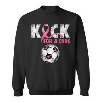 Kick For A Cure Breast Cancer Awareness Pink Ribbon Soccer Sweatshirt - Monsterry DE