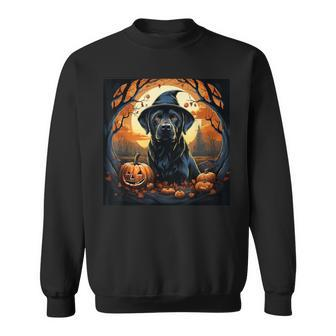 Labrador Witch With Pumpkin Halloween Costume Lab Lover Sweatshirt - Seseable