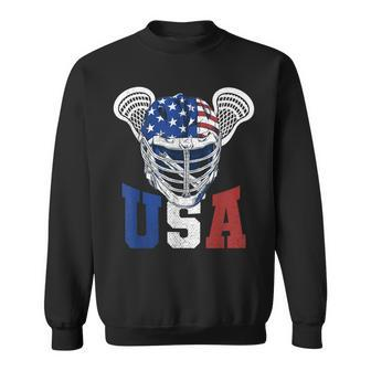 Lacrosse American Flag Lax Helmet 4Th Of July Usa Patriotic Sweatshirt | Mazezy