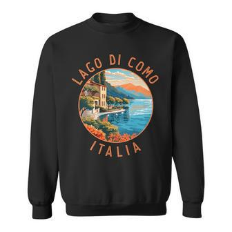 Lago Di Como Italia Distressed Circle Vintage Sweatshirt - Seseable