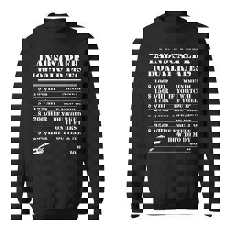 Landscaper Hourly Rate Funny Labor Landscaping Mowing Gifts Sweatshirt | Mazezy