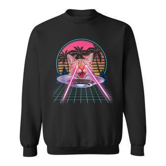 Laser Cat Eyes Kitten Ufo Retro 80S Cats Lovers Sweatshirt - Seseable