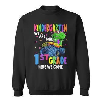 Last Day Of School Kindergarten Truck Dinosaur Graduate Gift Sweatshirt | Mazezy