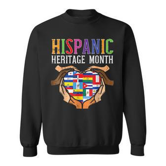 Latino Countries Flag Heart Hispanic Heritage Month Sweatshirt - Seseable