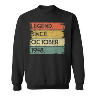 Legend Since October 1948 75 Years Old 75Th Birthday Sweatshirt - Seseable
