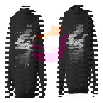 Lesbian Cat Hug Lgbt Pride Flag Lgbt Subtle Gay Sapphic Sweatshirt | Mazezy