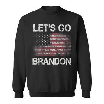 Lets Go Brandon Vintage American Flag Patriotic On Back Sweatshirt | Mazezy
