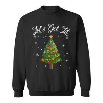 Let's Get Lit Christmas Tree Drinking Sweatshirt - Seseable