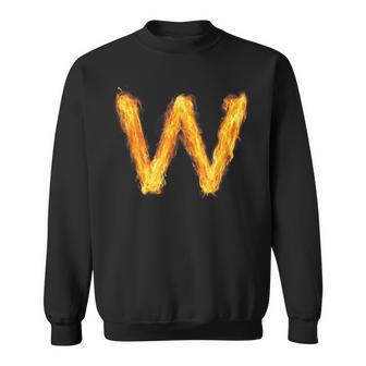 Letter W Sign Alphabet Last Name Consonants Fire Flame Gift Sweatshirt | Mazezy UK