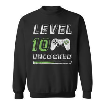 Level 10 Unlocked 10 Year Old Gamer Funny Birthday Sweatshirt | Mazezy