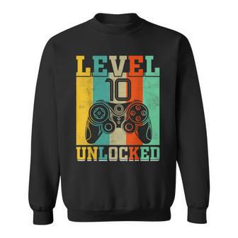 Level 10 Unlocked Birthday For Boys 10 Years Old Gamer Bday Sweatshirt | Mazezy