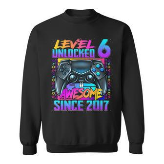 Level 6 Unlocked Awesome Since 2017 6Th Birthday Gaming Kids Sweatshirt - Seseable