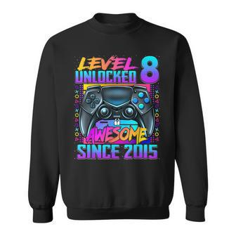 Level 8 Unlocked Awesome Since 2015 8Th Birthday Gaming Kids Sweatshirt | Mazezy